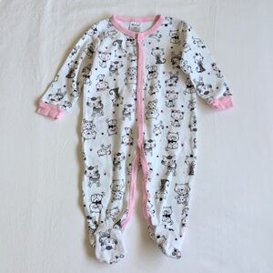 minimi kitten print cotton snap footie sleeper pajamas 9 months baby girl
